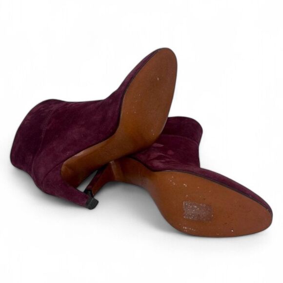Authentic VALENTINO GARAVANI Suede Burgundy V Logo Ankle Boots Size EU37 - Picture 11 of 12